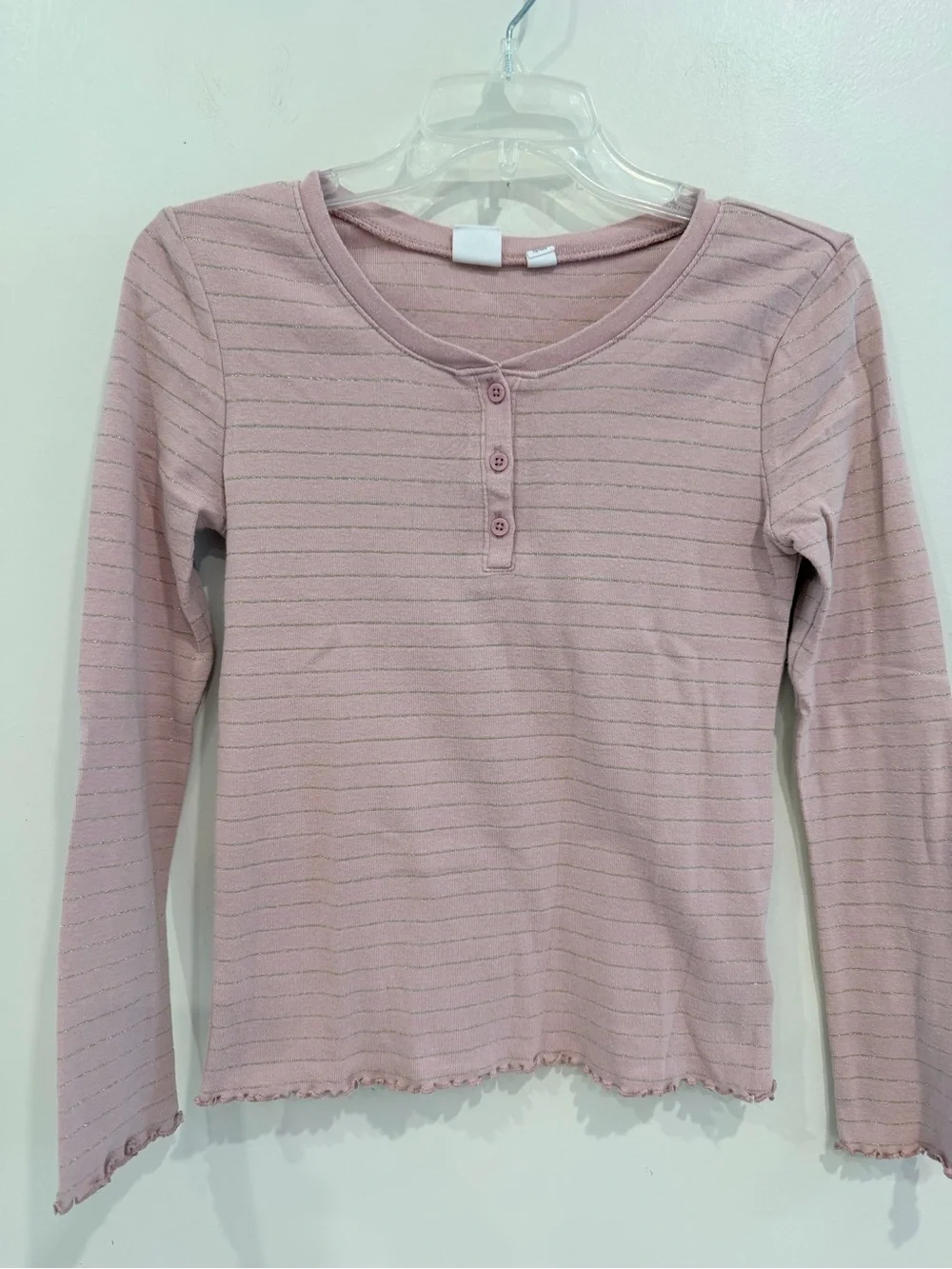 GAP Mauve Pink Striped Long-Sleeve Henley Top